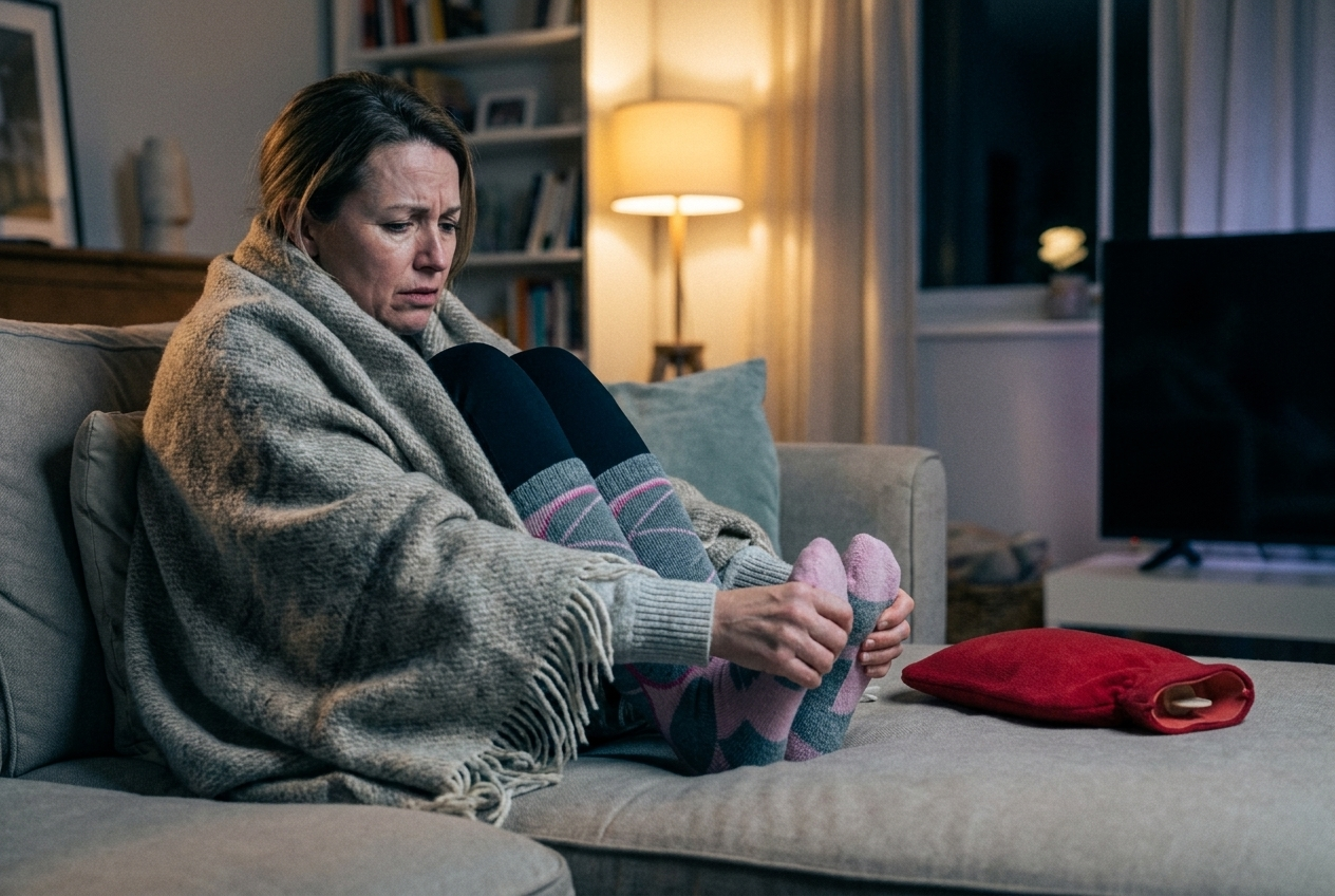 Kalte Füße auf dem Sofa an einem Winterabend: Wärmflasche und dicke Socken reichen nicht zum Warmwerden